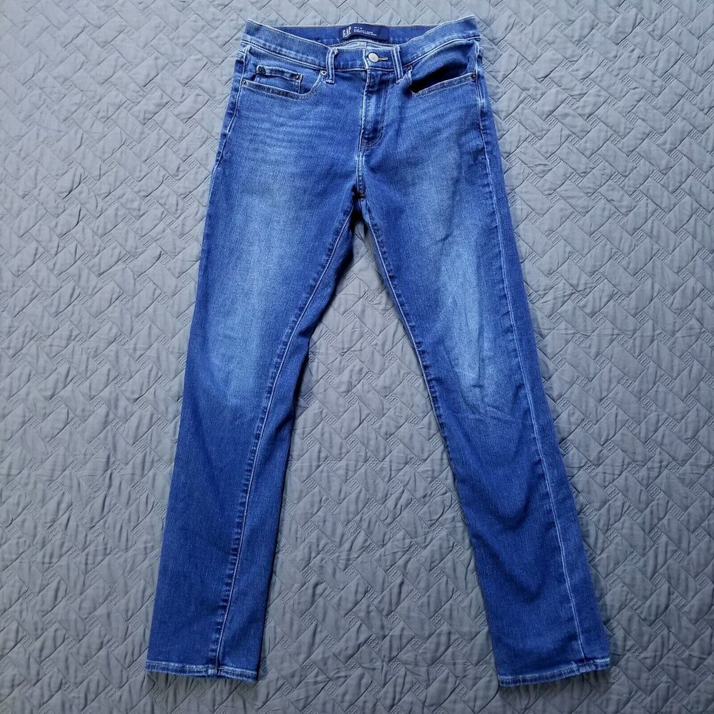Gap Denim Jeans Mens 30x32 Blue Slim Soft Wear Etroit Super Doux Dark Wash Denim